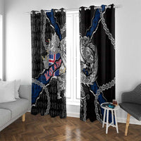 Iceland Vikings Window Curtain Nordic Lion Bound in Runes and Chains