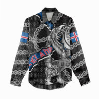 Personalized Iceland Vikings Women Casual Shirt Nordic Lion Bound in Runes and Chains