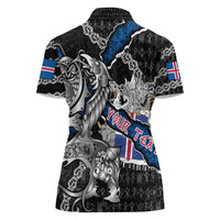 Personalized Iceland Vikings Women Polo Shirt Nordic Lion Bound in Runes and Chains