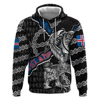 Personalized Iceland Vikings Zip Hoodie Nordic Lion Bound in Runes and Chains