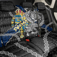 Sweden Vikings Back Car Seat Cover Nordic Lion Bound in Runes and Chains