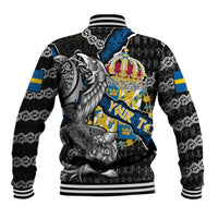 Personalized Sweden Vikings Baseball Jacket Nordic Lion Bound in Runes and Chains