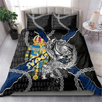Sweden Vikings Bedding Set Nordic Lion Bound in Runes and Chains