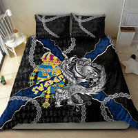 Sweden Vikings Bedding Set Nordic Lion Bound in Runes and Chains