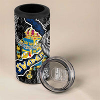 Sweden Vikings 4 in 1 Can Cooler Tumbler Nordic Lion Bound in Runes and Chains