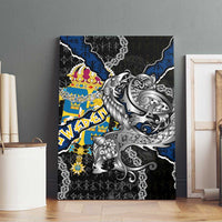 Sweden Vikings Canvas Wall Art Nordic Lion Bound in Runes and Chains