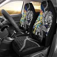 Sweden Vikings Car Seat Cover Nordic Lion Bound in Runes and Chains