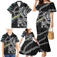 Personalized Sweden Vikings Family Matching Mermaid Dress and Hawaiian Shirt Nordic Lion Bound in Runes and Chains