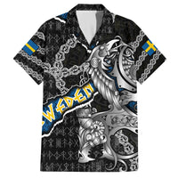 Personalized Sweden Vikings Family Matching Off The Shoulder Long Sleeve Dress and Hawaiian Shirt Nordic Lion Bound in Runes and Chains