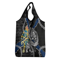 Sweden Vikings Grocery Bag Nordic Lion Bound in Runes and Chains