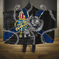 Sweden Vikings Hooded Blanket Nordic Lion Bound in Runes and Chains