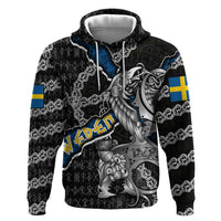 Personalized Sweden Vikings Hoodie Nordic Lion Bound in Runes and Chains