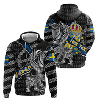 Personalized Sweden Vikings Hoodie Nordic Lion Bound in Runes and Chains