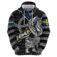 Personalized Sweden Vikings Hoodie Nordic Lion Bound in Runes and Chains