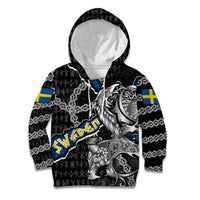 Personalized Sweden Vikings Kid Hoodie Nordic Lion Bound in Runes and Chains