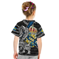 Personalized Sweden Vikings Kid T Shirt Nordic Lion Bound in Runes and Chains