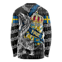 Personalized Sweden Vikings Long Sleeve Shirt Nordic Lion Bound in Runes and Chains
