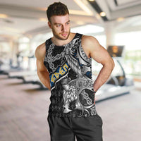 Personalized Sweden Vikings Men Tank Top Nordic Lion Bound in Runes and Chains