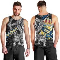 Personalized Sweden Vikings Men Tank Top Nordic Lion Bound in Runes and Chains