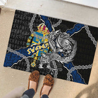 Sweden Vikings Rubber Doormat Nordic Lion Bound in Runes and Chains