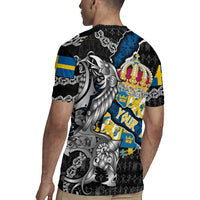 Personalized Sweden Vikings Rugby Jersey Nordic Lion Bound in Runes and Chains