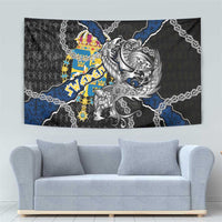 Sweden Vikings Tapestry Nordic Lion Bound in Runes and Chains