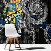 Sweden Vikings Window Curtain Nordic Lion Bound in Runes and Chains