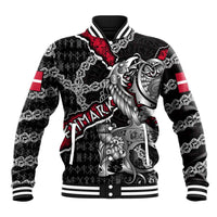 Personalized Denmark Vikings Baseball Jacket Nordic Lion Bound in Runes and Chains