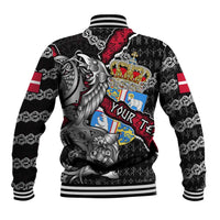 Personalized Denmark Vikings Baseball Jacket Nordic Lion Bound in Runes and Chains
