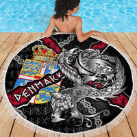 Denmark Vikings Beach Blanket Nordic Lion Bound in Runes and Chains