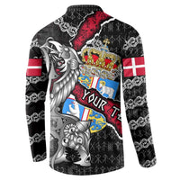 Personalized Denmark Vikings Button Sweatshirt Nordic Lion Bound in Runes and Chains
