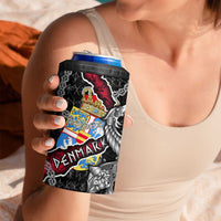 Denmark Vikings 4 in 1 Can Cooler Tumbler Nordic Lion Bound in Runes and Chains