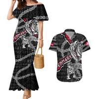 Personalized Denmark Vikings Couples Matching Mermaid Dress and Hawaiian Shirt Nordic Lion Bound in Runes and Chains