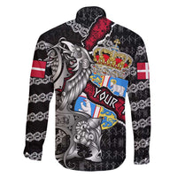 Personalized Denmark Vikings Family Matching Mermaid Dress and Hawaiian Shirt Nordic Lion Bound in Runes and Chains