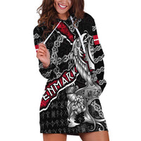 Personalized Denmark Vikings Hoodie Dress Nordic Lion Bound in Runes and Chains