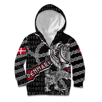 Personalized Denmark Vikings Kid Hoodie Nordic Lion Bound in Runes and Chains