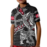 Personalized Denmark Vikings Kid Polo Shirt Nordic Lion Bound in Runes and Chains