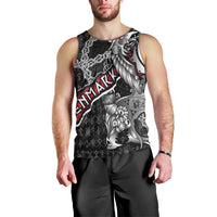 Personalized Denmark Vikings Men Tank Top Nordic Lion Bound in Runes and Chains
