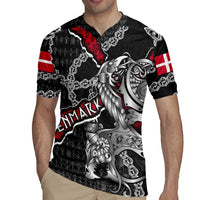 Personalized Denmark Vikings Rugby Jersey Nordic Lion Bound in Runes and Chains