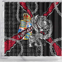 Denmark Vikings Shower Curtain Nordic Lion Bound in Runes and Chains