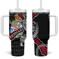 Denmark Vikings Tumbler With Handle Nordic Lion Bound in Runes and Chains