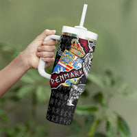 Denmark Vikings Tumbler With Handle Nordic Lion Bound in Runes and Chains