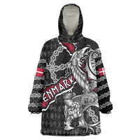 Personalized Denmark Vikings Wearable Blanket Hoodie Nordic Lion Bound in Runes and Chains