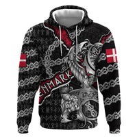 Personalized Denmark Vikings Zip Hoodie Nordic Lion Bound in Runes and Chains