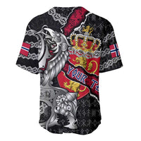 Personalized Norway Vikings Baseball Jersey Nordic Lion Bound in Runes and Chains