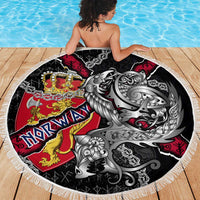 Norway Vikings Beach Blanket Nordic Lion Bound in Runes and Chains