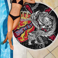 Norway Vikings Beach Blanket Nordic Lion Bound in Runes and Chains