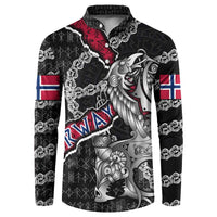 Personalized Norway Vikings Button Sweatshirt Nordic Lion Bound in Runes and Chains