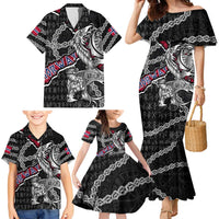 Personalized Norway Vikings Family Matching Mermaid Dress and Hawaiian Shirt Nordic Lion Bound in Runes and Chains