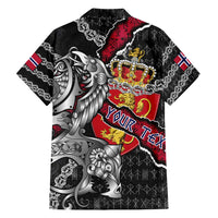 Personalized Norway Vikings Family Matching Off Shoulder Short Dress and Hawaiian Shirt Nordic Lion Bound in Runes and Chains